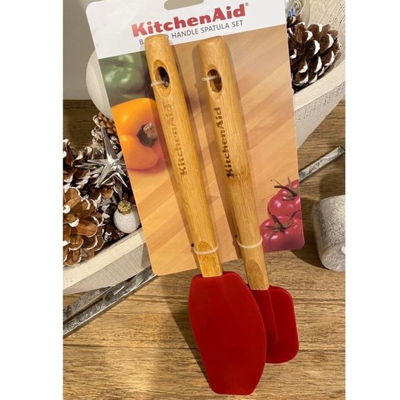NEW Kitchen Aid 2-Piece Red Silicone Bamboo Spatula Set - Picture 5 of 5